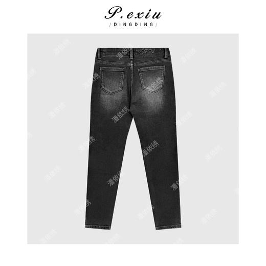 03-4潘依绣丁丁宠粉复古水洗猫须抓纹磨绒九分小脚牛仔裤S9662 商品图2