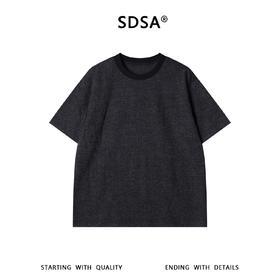 SDSA男装2026新款高贵轻奢美式极简风撞色圆领长袖T恤百搭上衣
