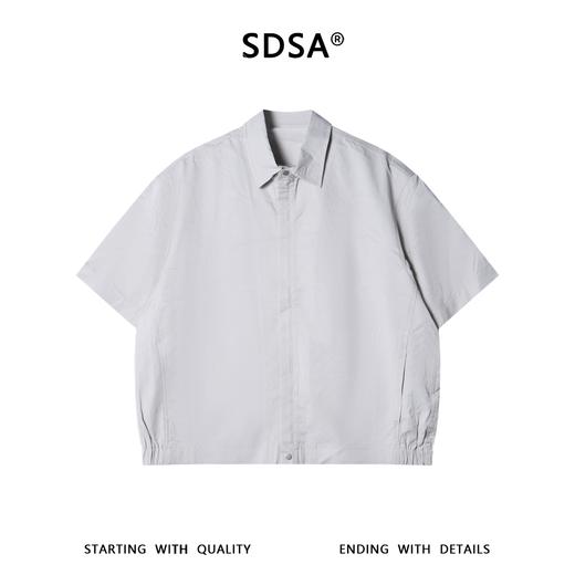 2623301SDSA男装2026新款高贵轻奢潮牌时尚纯色拉链翻领短袖衬衫宽松上衣 商品图1
