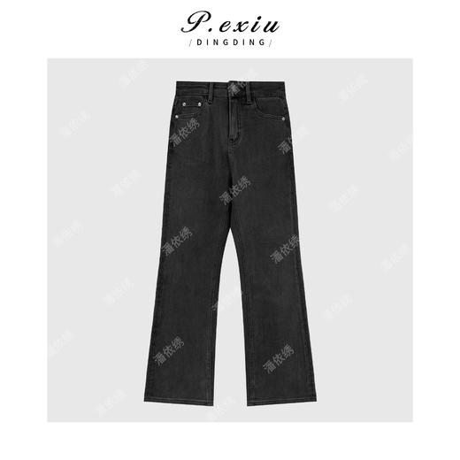 03-4潘依绣丁丁宠粉人丝弹力抓毛烫钻修身显瘦微喇牛仔裤S9661 商品图1