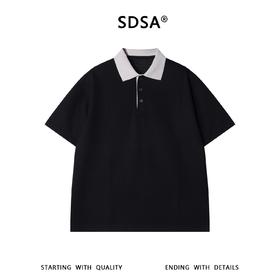 SDSA男装2026新款高贵轻奢潮牌肌理感撞色polo领短袖T恤百搭上衣