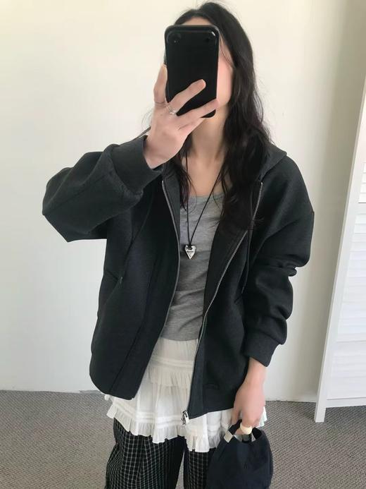 老米优品🎈3-5天！韩代同款。品质nice~《蕾丝花边太空棉卫衣外套》宽松连帽设计，慵懒少女感拉满~ WT260322A 商品图7