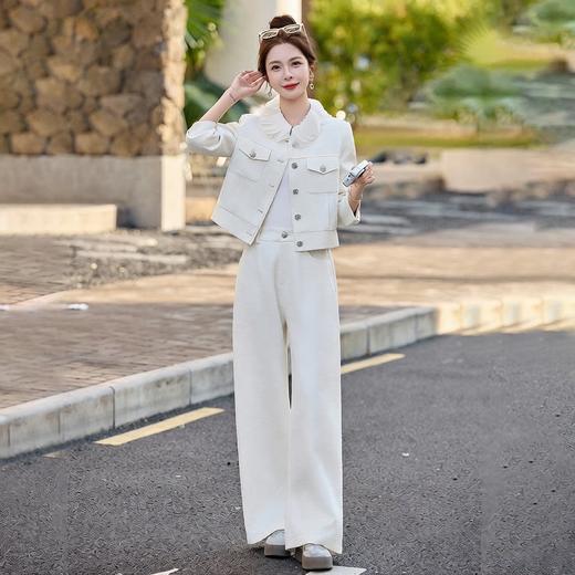 小香风套装女春秋新款好看时尚短外套气质显瘦阔腿裤两件套YQH6112 商品图3