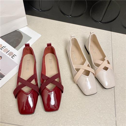 【嫡系·世家女】浅口玛丽珍鞋女春夏季新款法式温柔交叉带漆皮软底软皮平底单鞋女 商品图0