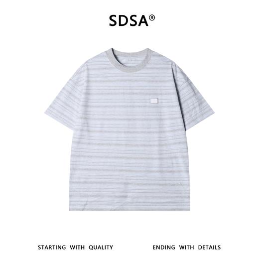 SDSA男装2026新款轻奢韩版撞色细条纹圆领短袖T恤百搭宽松上衣 商品图1