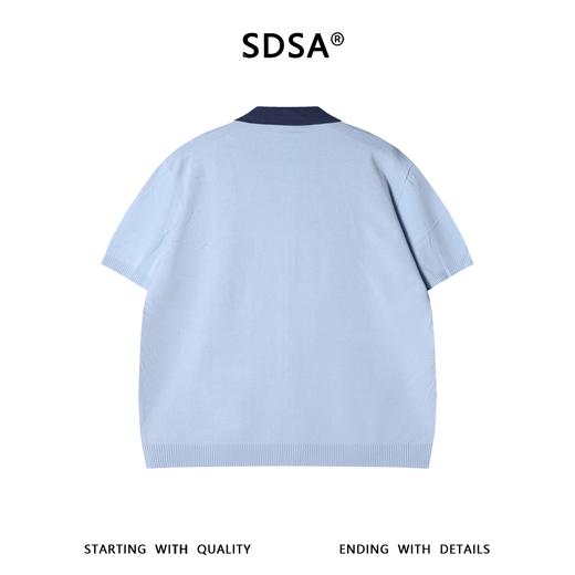 SDSA男装2026新款轻奢老钱风撞色字母提花拉链短袖翻领短袖T恤 商品图4