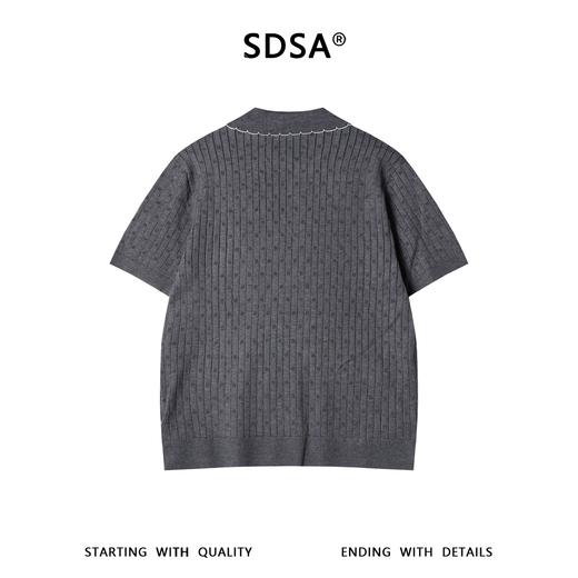 SDSA男装2026新款高贵轻奢简约波浪板竖纹翻领针织短袖T恤百搭潮 商品图4