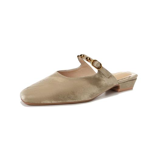 【羊皮夏季无后跟方头穆勒鞋】包头凉拖鞋女夏外穿粗跟半拖单鞋女 商品图4