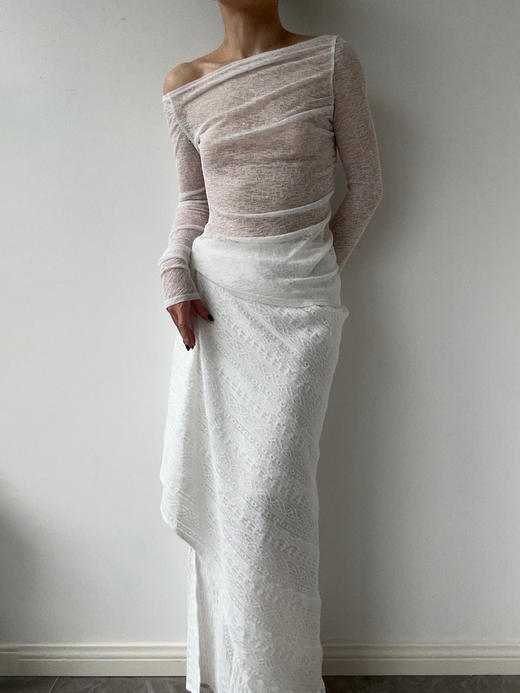 ranyepersonal｜PARADOX25RO02-1 不规则褶皱白色打底衫 [ 白 ] 商品图8