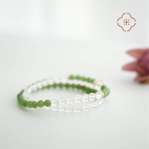 米马饰物苹果绿碧玉月光石双圈手串补水润木生肖兔推荐 商品图4