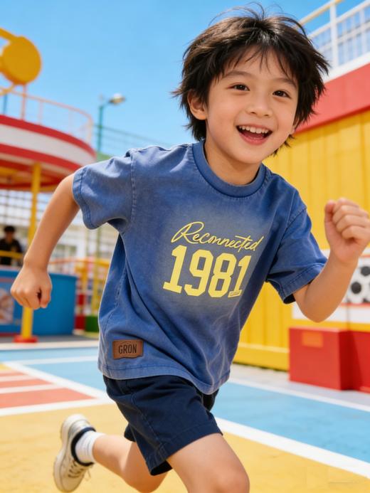 佐丹奴童装全棉复古印花时尚短袖T恤衫03026209 商品图0