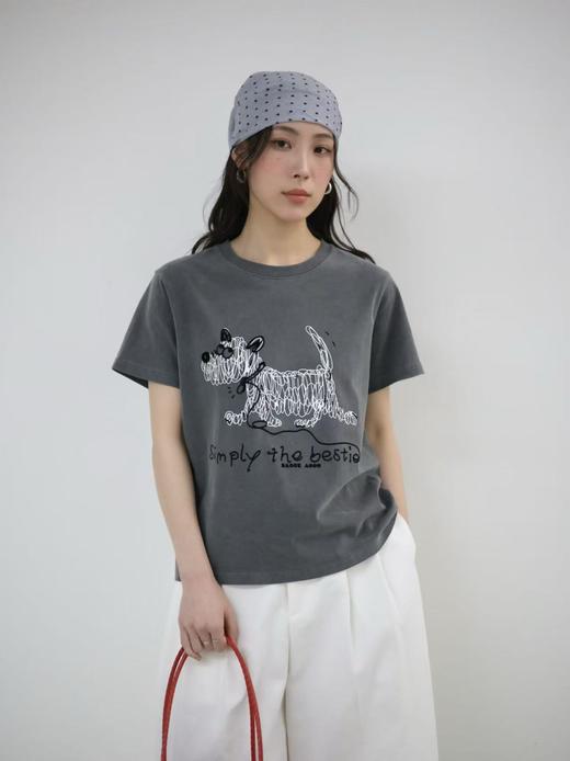 老米优品🎈5-7天！韩代同款《线条小狗短款tee》优质砂洗纯棉🍃品质nice~！小个子友好。袖口无蕾丝版。T260322A 商品图3