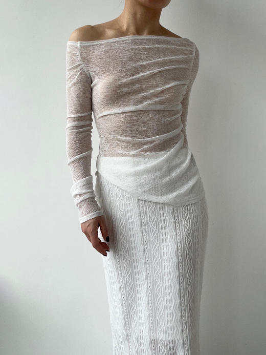 ranyepersonal｜PARADOX25RO02-1 不规则褶皱白色打底衫 [ 白 ] 商品图0