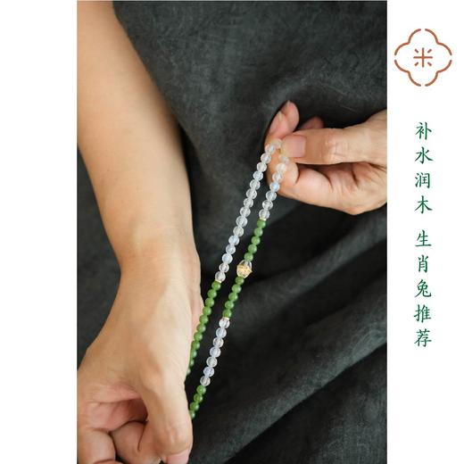 米马饰物苹果绿碧玉月光石双圈手串补水润木生肖兔推荐 商品图1
