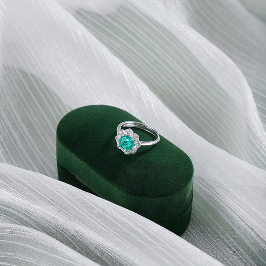 子佩集【晴漪流年】银S925戒指【PYR6032-XF】培育宝石祖母绿2601 商品图1