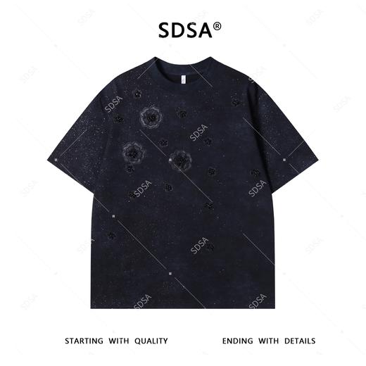 T4471SDSA夏季新款男士痞帅重工满天星立体花朵珠子设计圆领短袖T恤 商品图1