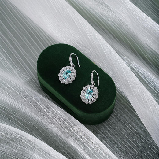 子佩集【瑰丽长馨】银S925耳环【PYE3043-XF】培育宝石帕拉伊巴蓝碧玺2601 商品图1