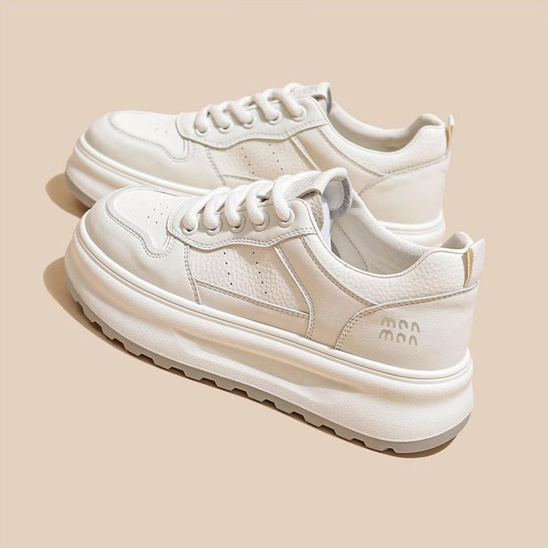 头层牛皮真皮厚底小白鞋百搭板鞋新款透气休闲运动鞋33333