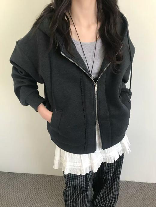 老米优品🎈3-5天！韩代同款。品质nice~《蕾丝花边太空棉卫衣外套》宽松连帽设计，慵懒少女感拉满~ WT260322A 商品图5