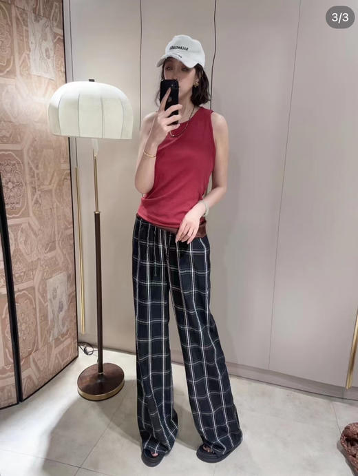 新款原单铜氨丝垂感松紧腰阔腿直筒裤 商品图0