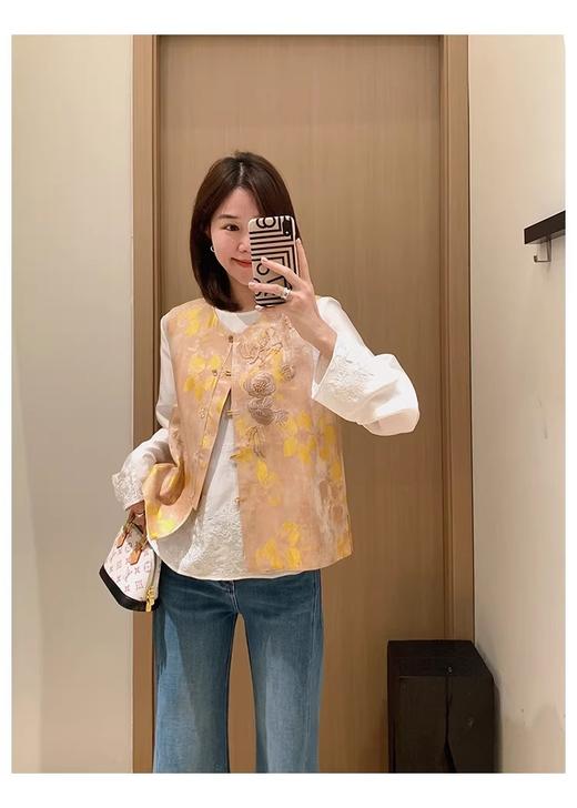 国风新中式重工人丝炒色刺绣珠片马甲＋小衫 商品图3