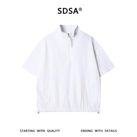 SDSA男装2026新款轻奢韩版半拉链立领短袖T恤百搭下摆松紧设计 商品图0