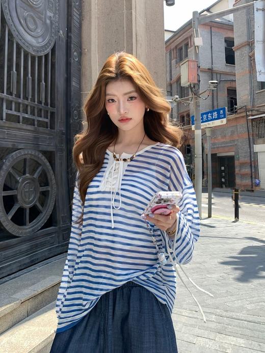 一眼沦陷的海盐感条纹衫 商品图12