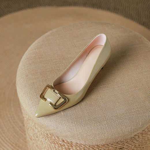 【预售5天】牛皮浅口单鞋女细跟真皮法式方扣工作鞋气质尖头小高跟鞋CZ&CZ167 商品图2