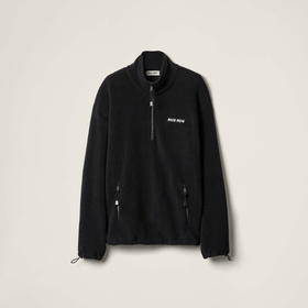 MIU-C 黑色绒面半拉链外套