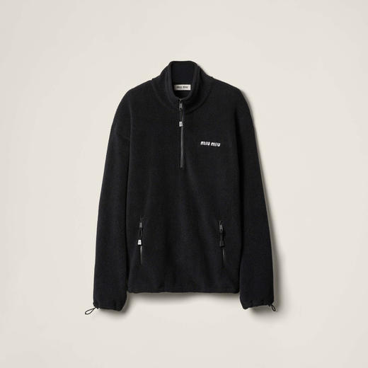MIU-C 黑色绒面半拉链外套 商品图0