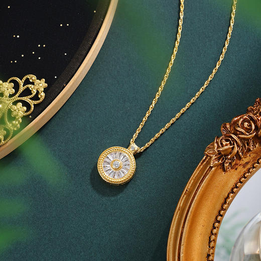 子佩集【华年映锦】银S925套链【FYL-2059】项链镀金太阳2601 商品图0