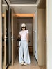 ck云水蓝色棉麻直筒裤 商品缩略图4