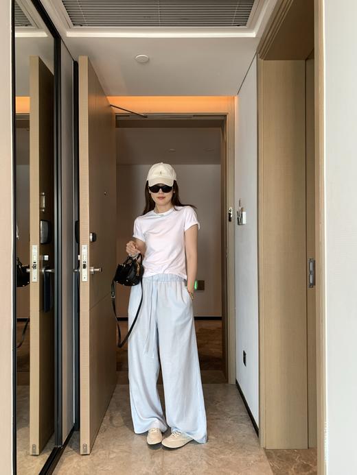 ck云水蓝色棉麻直筒裤 商品图4