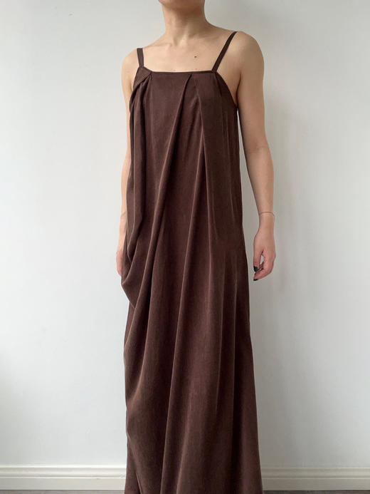 ranyepersonal｜PARADOX25DR03-2 不对称铜氨砂洗棕色吊带连衣裙 [ 棕 ] 商品图2