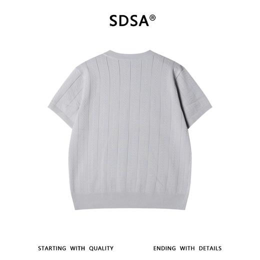 266010SDSA男装2026新款高贵轻奢老钱风纯色竖纹亨利领短袖T恤百搭上衣 商品图5