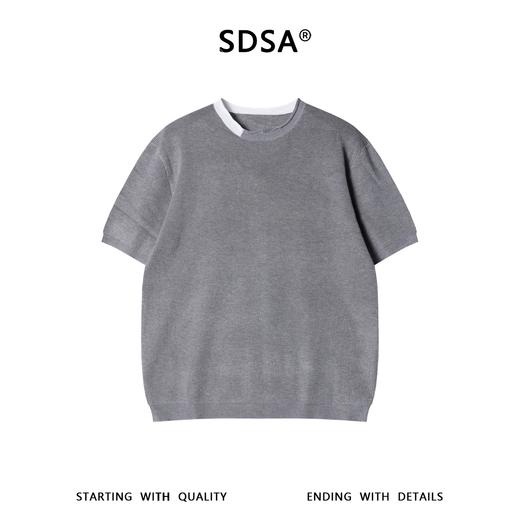 M195SDSA男装2026新款高贵轻奢潮牌拼色不规则领短袖T恤百搭简约上衣 商品图1