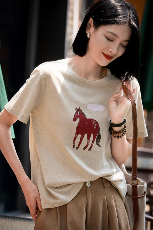 软糯云朵天马奇遇撞色印花短袖T 商品图1