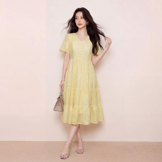 奢姿大码女装2026夏季褶皱减龄连衣裙胖妹妹甜美风时尚V领裙子9962894574 商品图3