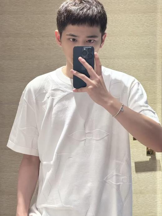 驴家 25ss暗纹浮雕大花针织短袖 白色 男女同款（DY） 商品图2