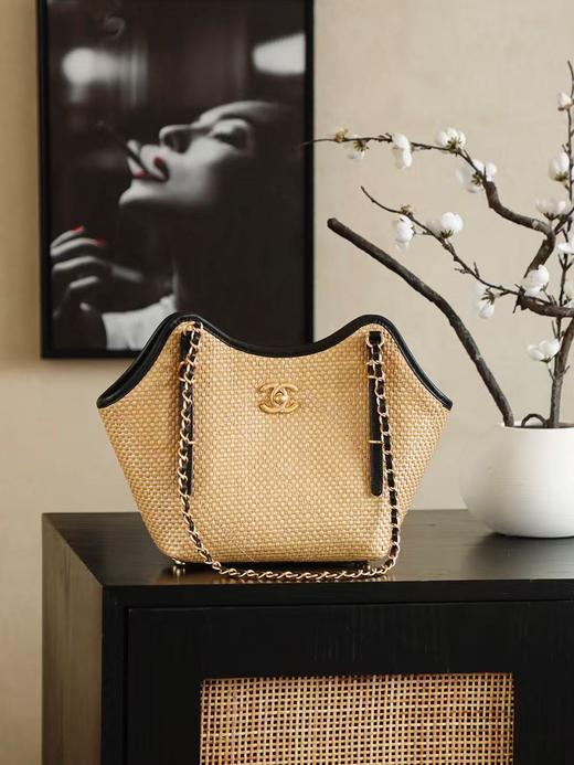 香奈儿 26C 拉菲草编织托特包 小号 （LZ） 商品图0