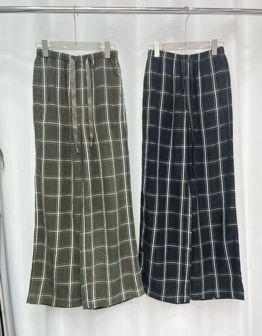 新款原单铜氨丝垂感松紧腰阔腿直筒裤 商品图3