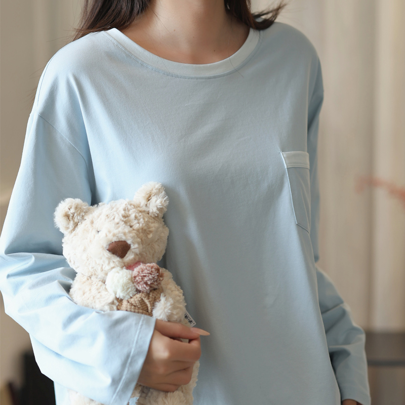 【比裸睡还舒适的家居服套装】壳木高感棉 · 拼色家居服9841，亲肤软糯，自然舒适 