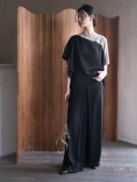 Mark Kenly Domino Tan 26PS 黑沙拼色/沙色belinda绉纱一片式上衣