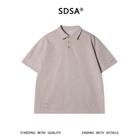 SDSA男装2026新款高贵轻奢老钱风条纹破洞POLO衫短袖T恤百搭上衣