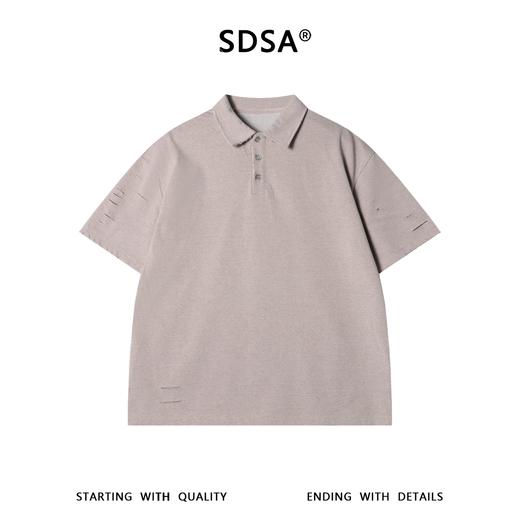 SDSA男装2026新款高贵轻奢老钱风条纹破洞POLO衫短袖T恤百搭上衣 商品图0