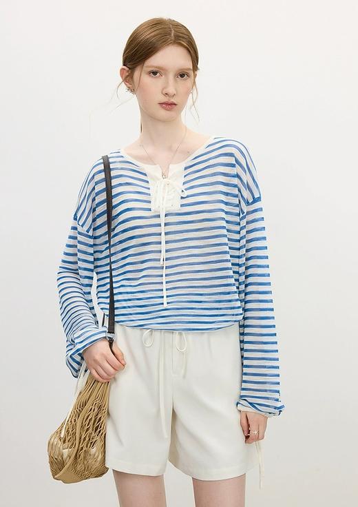 一眼沦陷的海盐感条纹衫 商品图3
