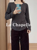 专柜实拍【莱赛尔+绵羊毛】拉夏贝尔/La Chapelle舒适好穿四色圆领字母标下摆弧形显瘦长袖T恤 商品缩略图8