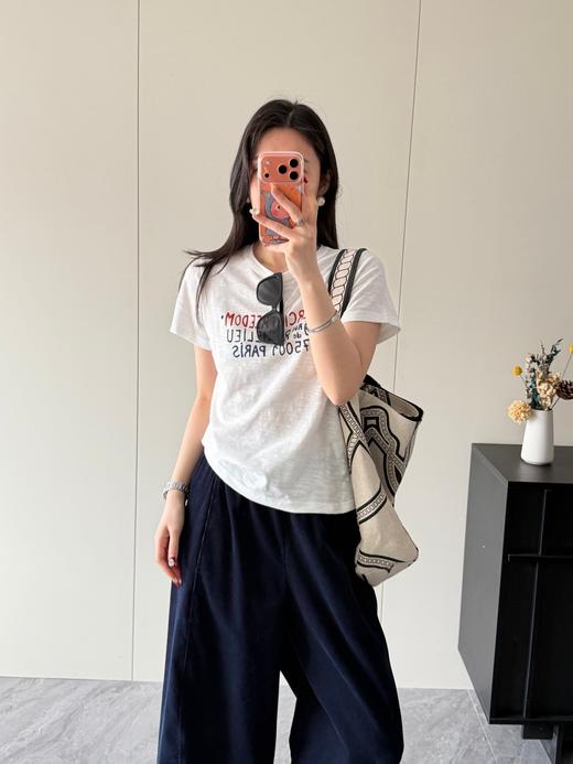 复古松弛感｜竹节棉印花字母圆领休闲短袖T恤 商品图6