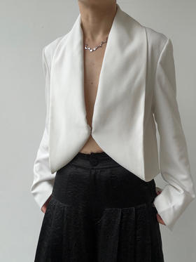 ranyepersonal｜PARADOX25BA01-2 粗斜纹白色短款西装 [ 白 ]