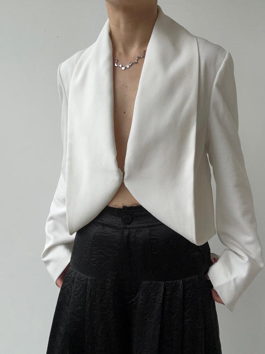 ranyepersonal｜PARADOX25BA01-2 粗斜纹白色短款西装 [ 白 ] 商品图0